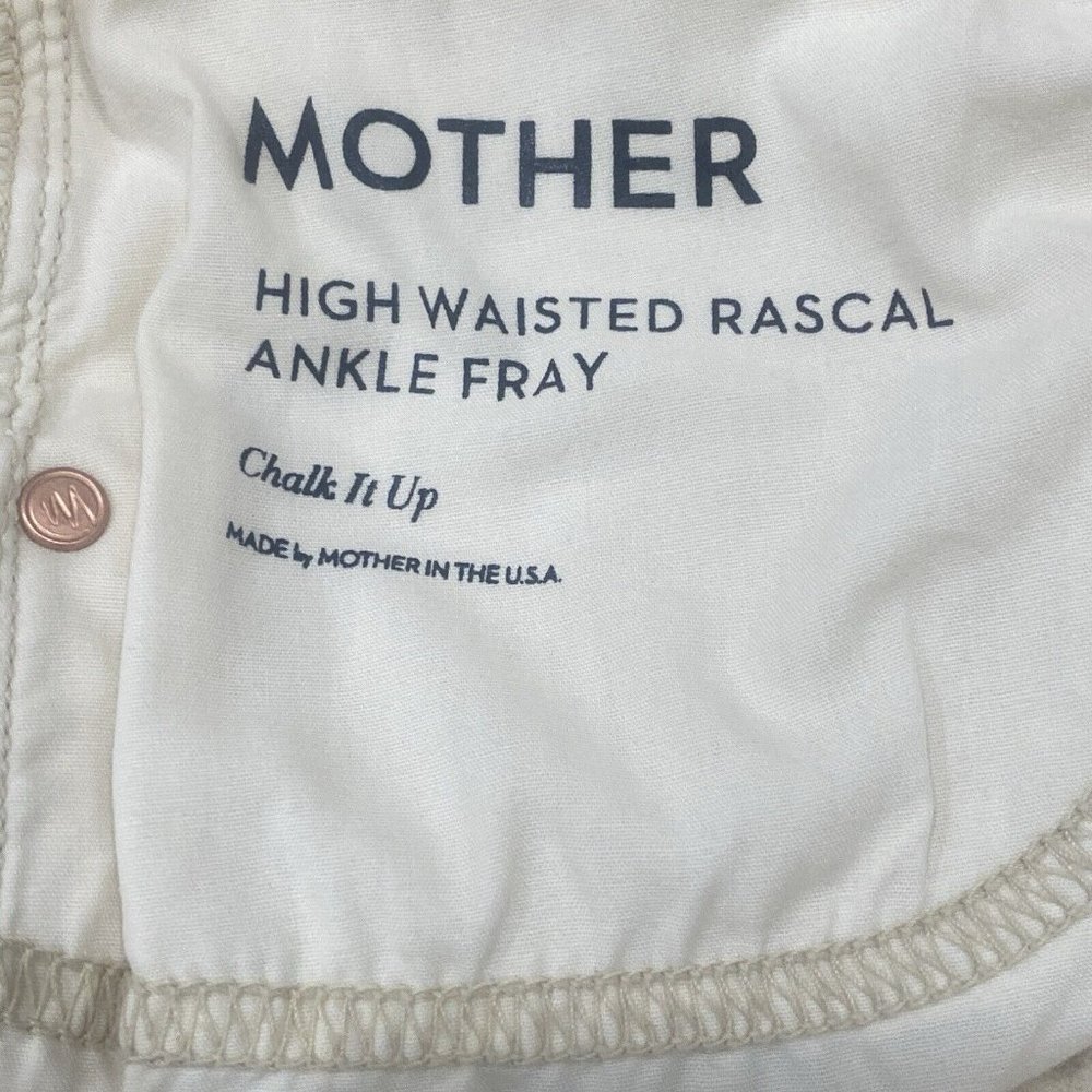 NWT Mother High Waisted Rascal Ankle Fray in Chalk It Up Ivory Stretch Jeans 30 - Picture 9 of 12